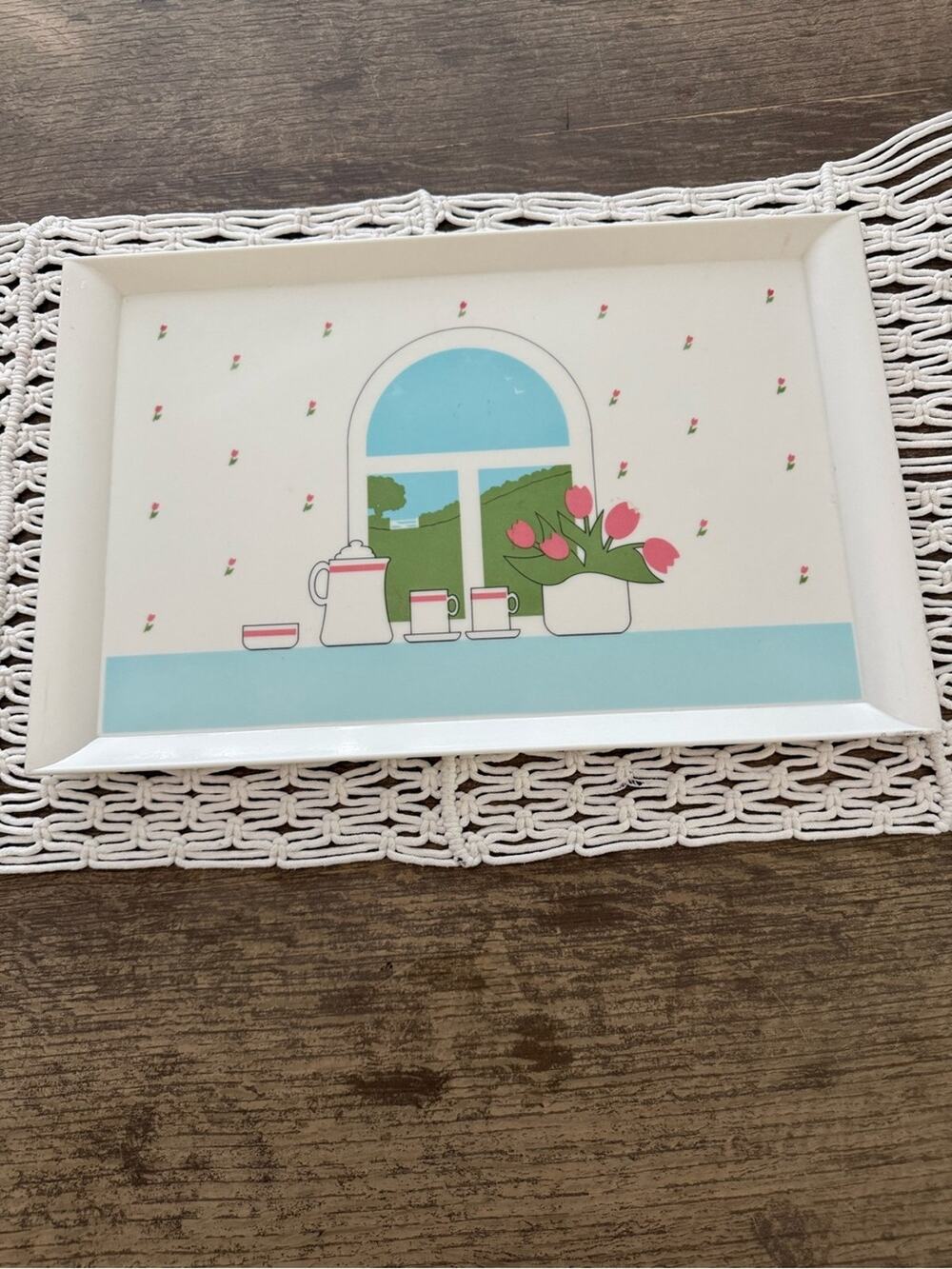 Vintage 90s/Y2K Yazo Gol Melamin Grandmillennial Boho Cottage Tea Serving Tray